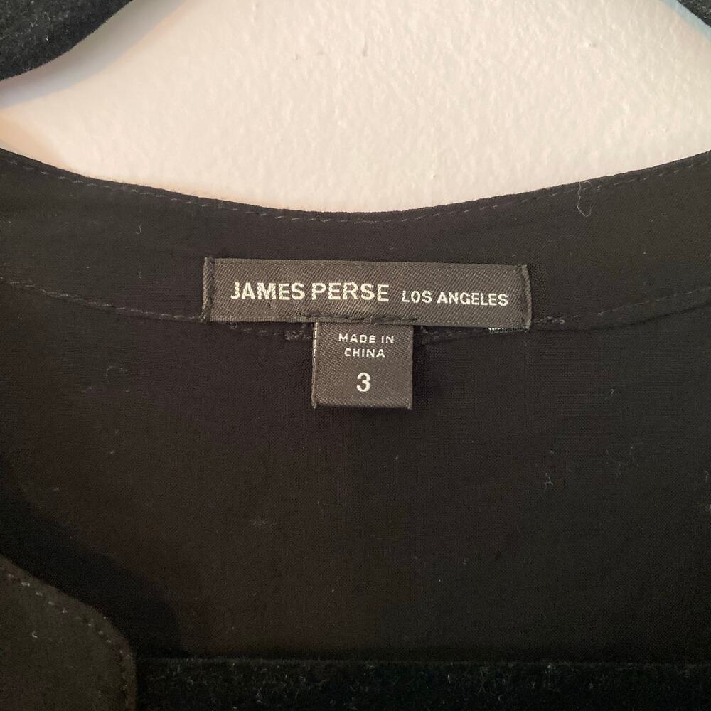 James Perse Black Flowy 3/4 Sleeve Blouse Lightweight Women's size 3 / Large - Picture 2 of 8
